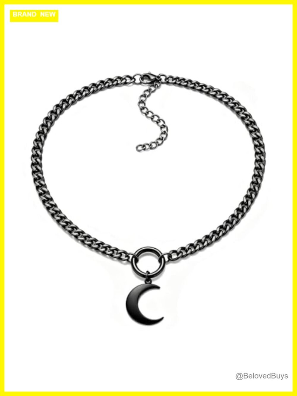 Stainless Steel Gothic O-Ring Cuban Link Choker Necklace 16in Extender